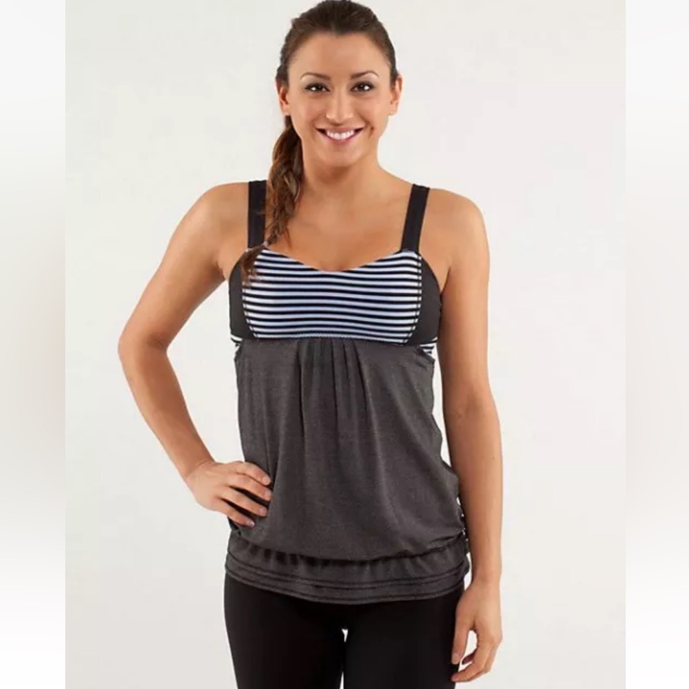 Lululemon Run Back On Track Tank Top Drawstring Classic Stripe Polar Haze Size 4
